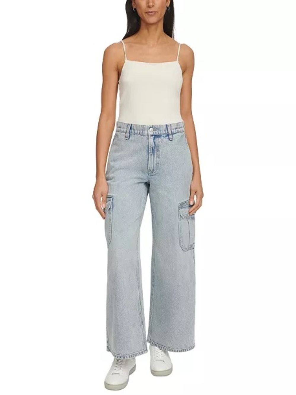 Calvin Klein Jeans Light Blue Wide-Leg Cargo Jeans